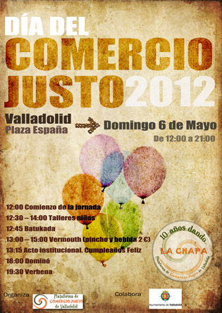 Día del Comercio Justo. Domingo 6 de mayo. Paza de España de 12:00 a 21:00 h.