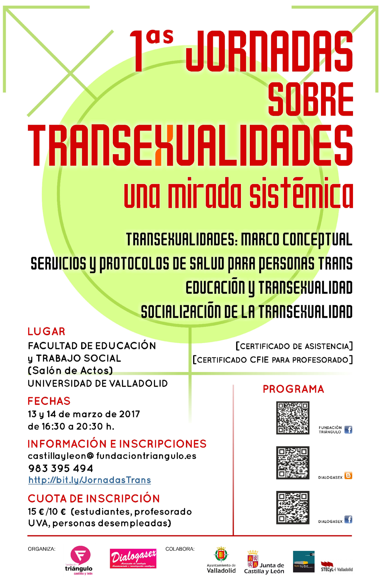 1ª Jornadas sobre transexualidades. Valladolid, 13 y 14 de marzo.