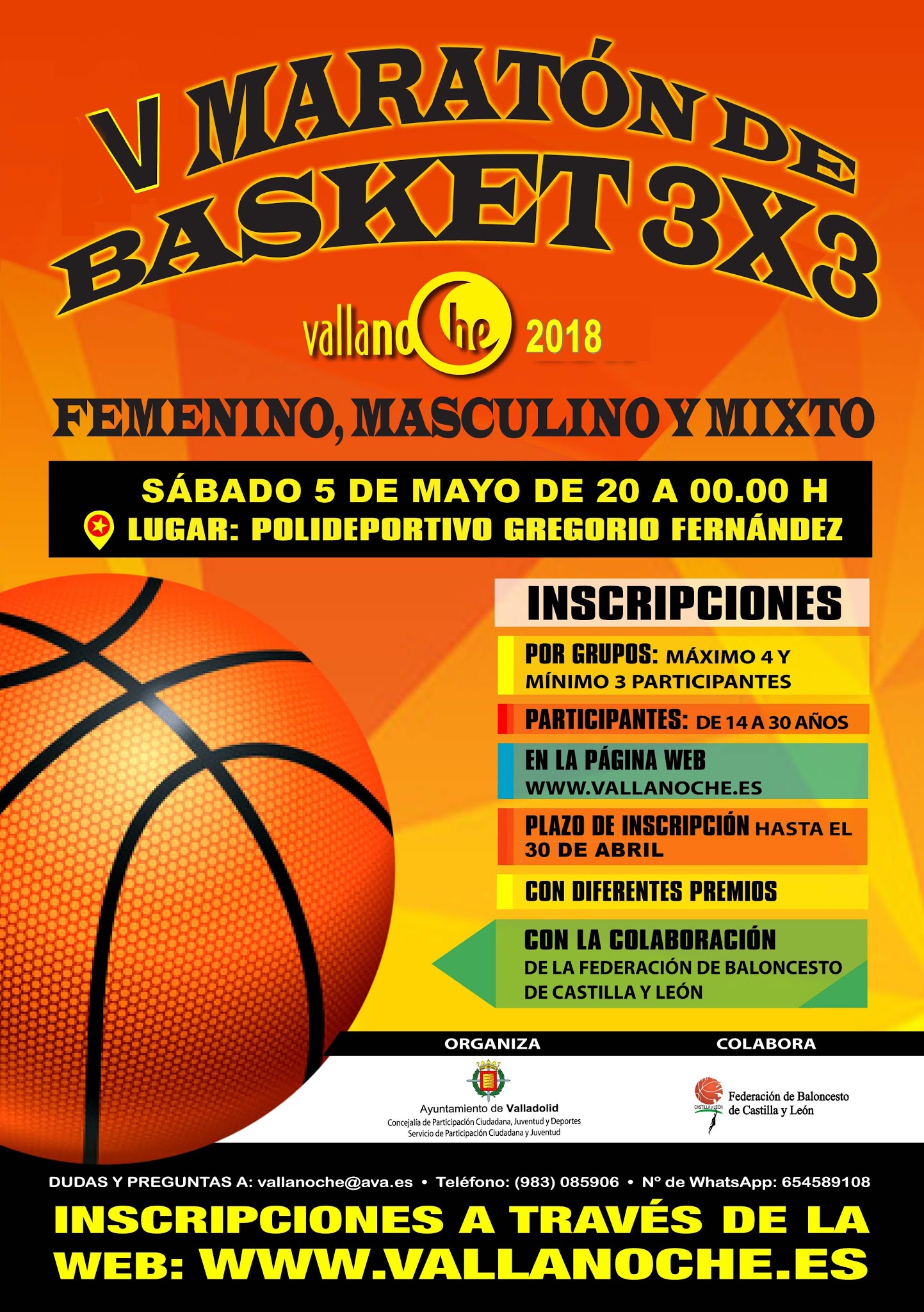 V Maratón de Basket 3x3. Vallanoche & Ayuntamiento de Valladolid