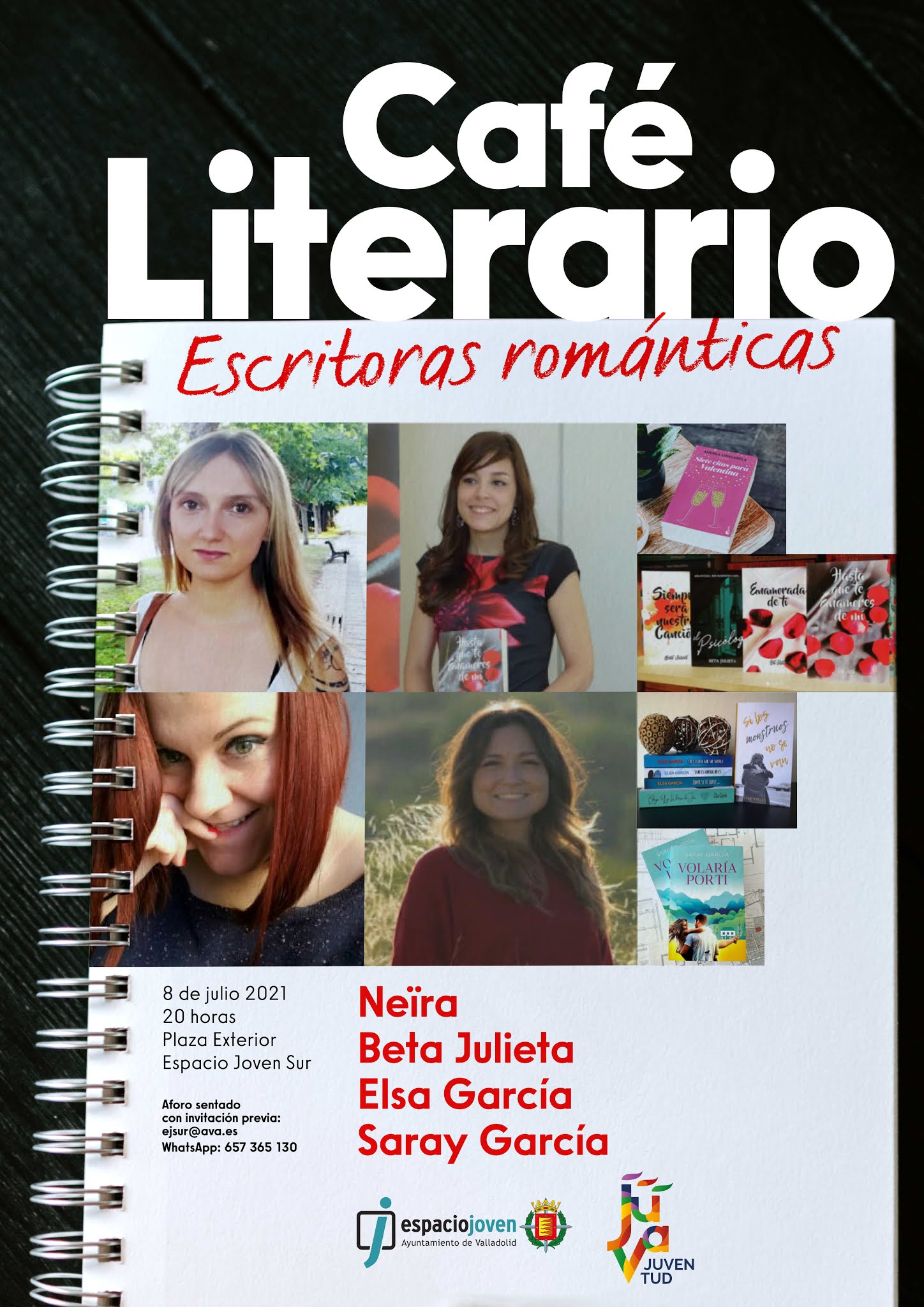 Café Literario en el Espacio Joven Sur de Valladolid. Jueves 8 de julio a las 20:00 h.