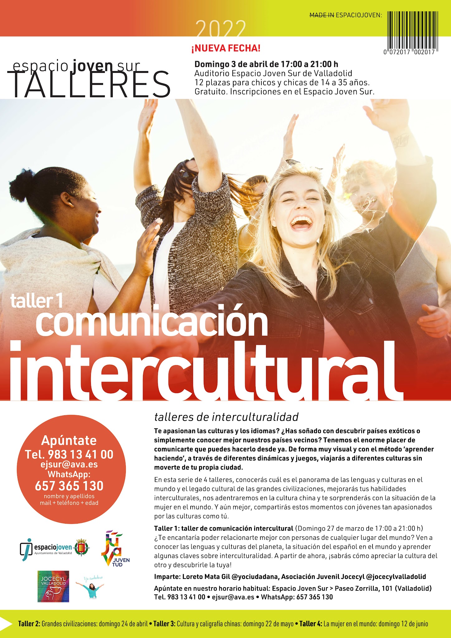 Taller de Comunicación Intercultural en el Espacio Joven Sur, organizado por JOCE Valladolid. Domingo 3 de abril.